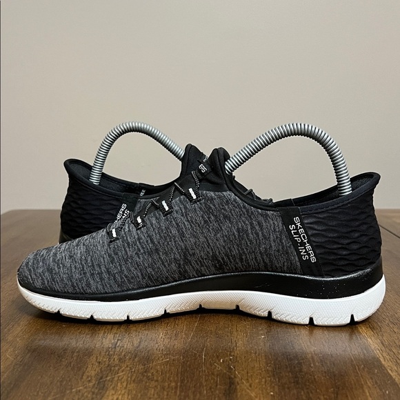 Skechers Black and White Summit Women's Slip-in Sneakers Comfy Athletic Running - Picture 9 of 11
